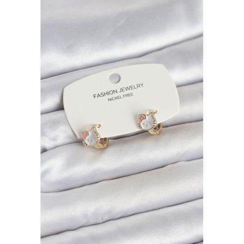 Kitty Model Gold Renk Pirinç Çocuk Küpe