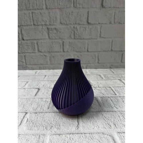 11 Cm Mor Minimal Çizgili Vazo Masa Üstü Şık Dekor Objesi