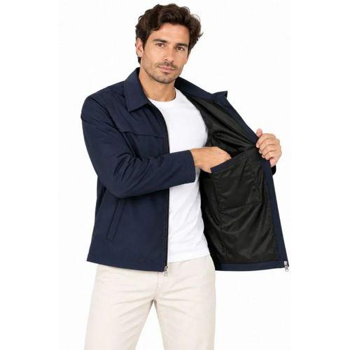Erkek Su İtici Rüzgar Keser Astarlı Tam Fermuarlı 4 Mevsim Regular Fit Mont Ceket - Lacivert