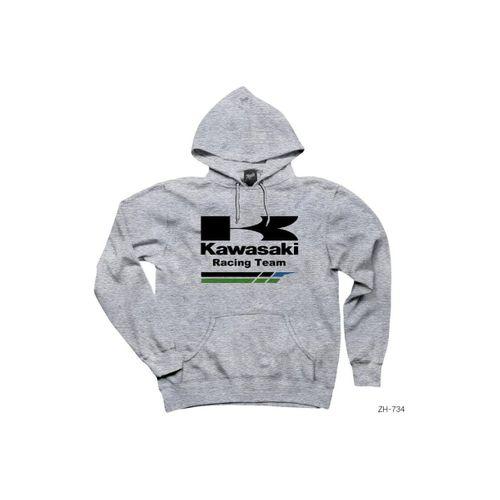 Kawasaki Racing Team Gri Kapşonlu Sweatshirt Hoodie