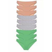 9 adet Süper Eko Set Likralı Kadın Slip Külot Ten Gri Yeşil