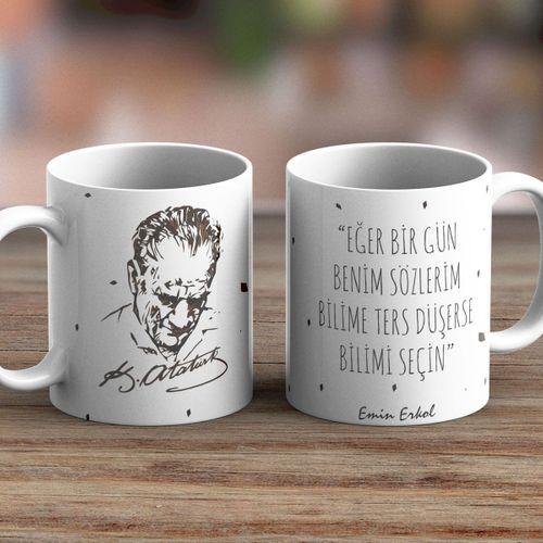 Kişiye Özel Kemal Atatürk İmzalı Kupa Bardak