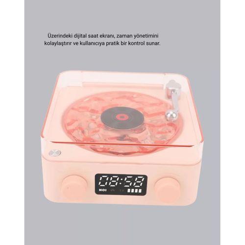 Bluetooth Hoparlörlü Gece Lambası Dijital Saatli Şeffaf Su Dalgası Işıklı Dekoratif