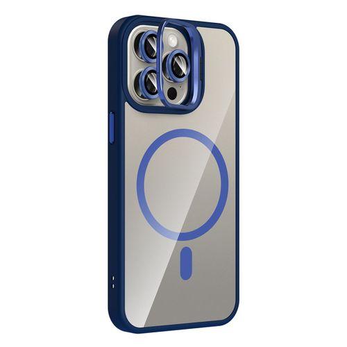 Apple iPhone 15 Pro Kılıf Standlı ve Kamera Lens Hediyeli M-Safe Şarj Özellikli Zore Etro Kapak
