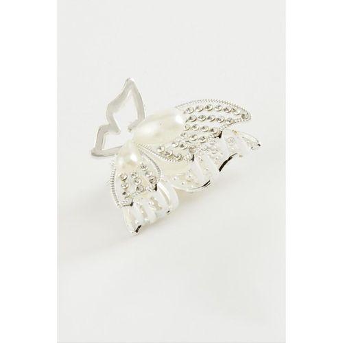 Kelebek İnci Taşlı Metal Mandal Toka 4,5 cm