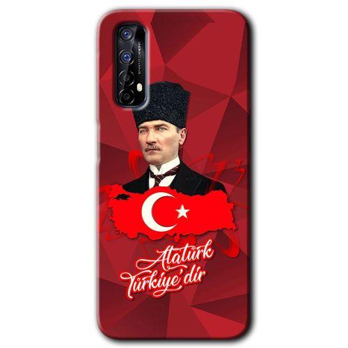 Realme 7 HD Baskılı Kılıf + 9D Tam Ekran Koruyucu - Atatürkiye