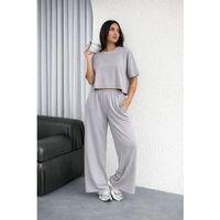 Osy Modal Yumuşak Dokulu Şalaş Oversize İkili Takım Bol Paça Pantolonlu Rahat Günlük Takım - Gri