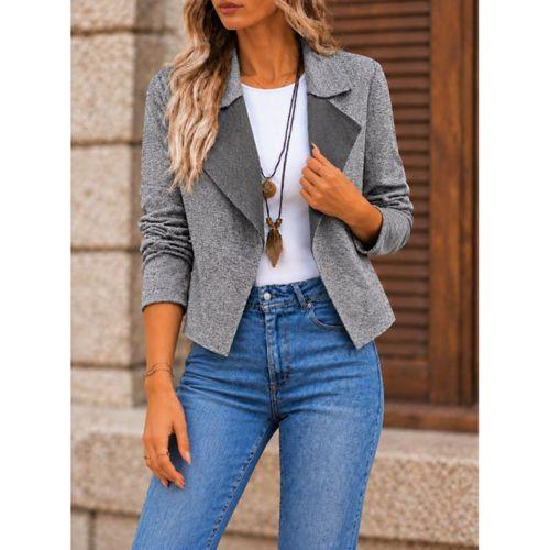 Kadın Kontrast Yaka Desenli Kısa Blazer / Ceket