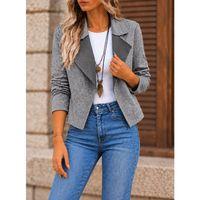Kadın Kontrast Yaka Desenli Kısa Blazer / Ceket