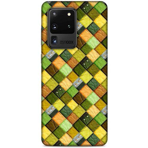 Samsung Galaxy S20 Ultra Kılıf Patchwork (49) Ultra Silikon Kılıf Sarı Yeşil