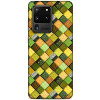 Samsung Galaxy S20 Ultra Kılıf Patchwork (49) Ultra Silikon Kılıf Sarı Yeşil