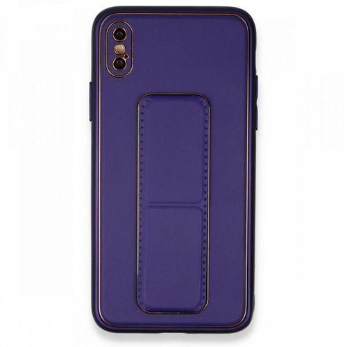 iPhone XS Max Kılıf Coco Deri Standlı Kapak - Mor