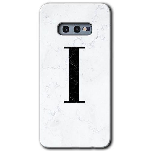 Potkal Hediye Fabrikası Samsung Galaxy S10e Kılıf HD Desen Baskılı Arka Kapak - Beyaz Mermer Desenli I Harfi