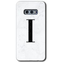 Potkal Hediye Fabrikası Samsung Galaxy S10e Kılıf HD Desen Baskılı Arka Kapak - Beyaz Mermer Desenli I Harfi