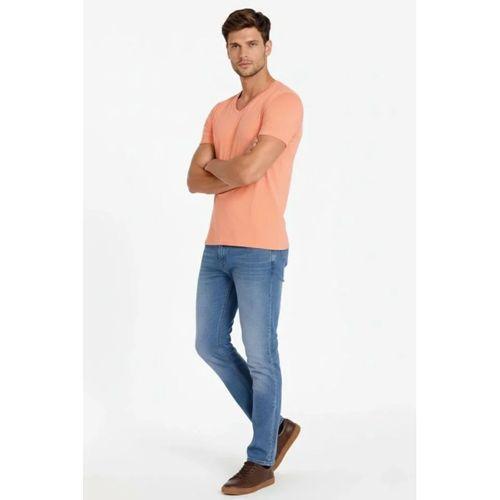 Erkek T-Shirt V Yaka Slim Fit Dar Kesim Likralı Tişört Günlük Basic Body - Toz Pembe