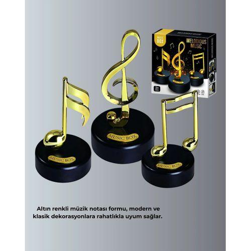 Altın Nota Sol Anahtarı Müzik Box Döner Mekanizmalı Hediyelik