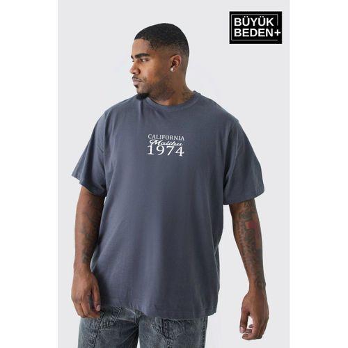 Süperlife Erkek Büyük Beden California 1974 Baskılı 3xl-6xl Bisiklet Yaka Tshırt SPR26TBS510-02