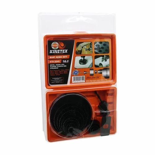 Kınetex Ktx-3245 (16&aposlı) Buat Açma Panç Seti (metal, Ahşap, Pvc, Alçıpan, Plastik) (19-22-29-32-38-44-51-64-76-89-102-127mm)