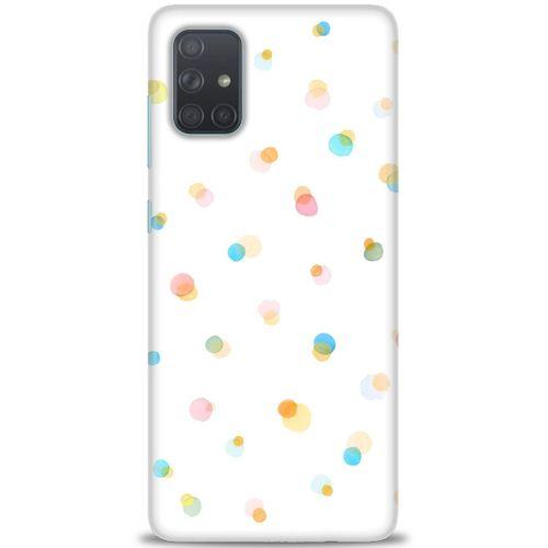 Samsung Galaxy A71 Kılıf HD Baskılı Kılıf - Rengarenk Puantiye + Tam Ekran Koruyucu