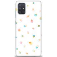 Samsung Galaxy A71 Kılıf HD Baskılı Kılıf - Rengarenk Puantiye + Tam Ekran Koruyucu