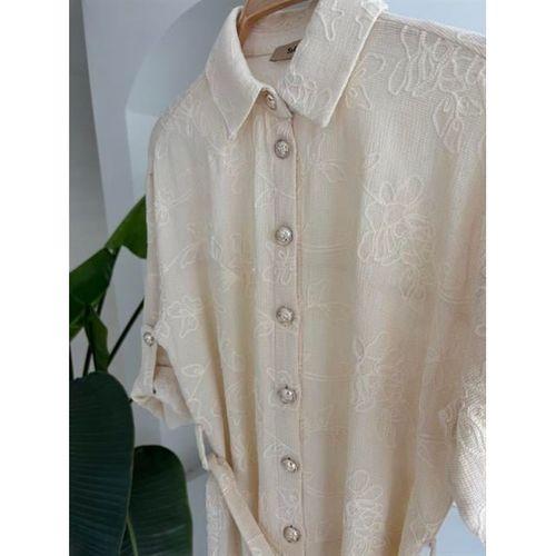 Süzene Nakışlı Ve Gold Düğmeli Elbise 2742