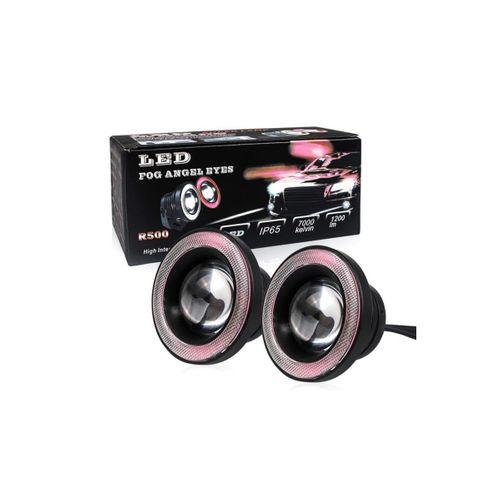 Mercekli Angel Yuvarlak Led Kırmızı Sis Farı 7.6cm Metal Gövde