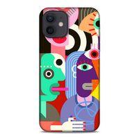 Lopard Apple iPhone 12 Uyumlu Kılıf Soyut Sanat (14) Desenli Lansman Kılıf