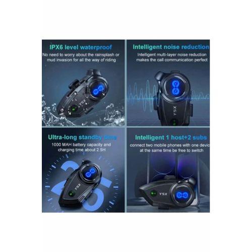 Y5x Rgb Işıklı Intercom 5 Kişi Bağlantılı 1000mah Motosiklet Bluetooth Kulaklık Seti