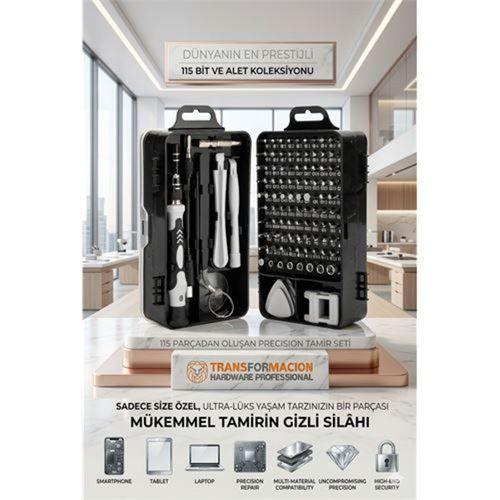 115 Parça Profesyonel Hassas Tornavida Tamir Seti  Cep Telefonu Tablet Laptop 723004