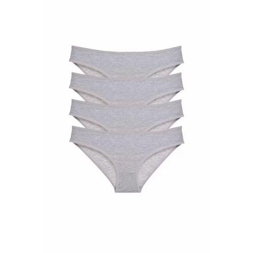 4 adet Süper Eko Set Likralı Kadın Slip Külot Gri