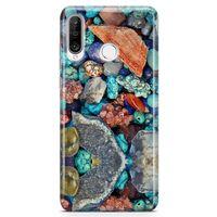 Huawei P30 Lite 2020 Kılıf Pebbles Taşlı Arka Kapak Koruma Desenli Full Koruyucu