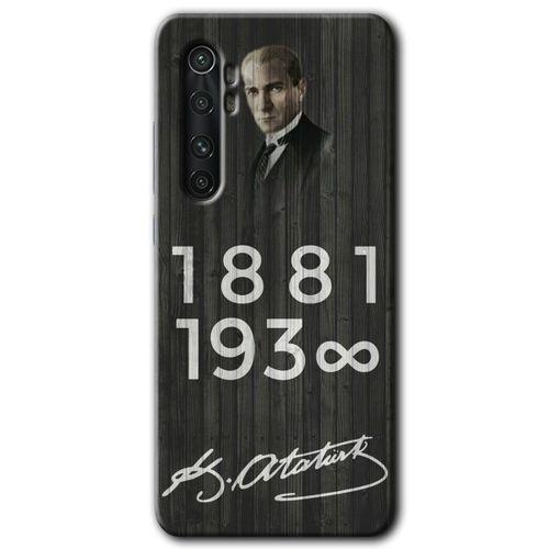 Xiaomi Mi Note 10 Lite HD Baskılı Kılıf + 9D Tam Ekran Koruyucu - Atatürk Ahşap İmza