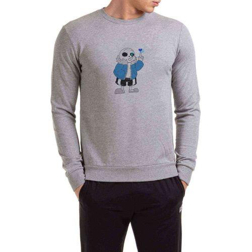 Undertale Sans Baskılı Gri Erkek Sweatshirt