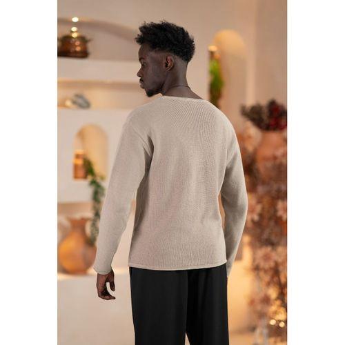 Regular Fit Likralı Kendinden Çizgili Mevsimlik Spor Kazak