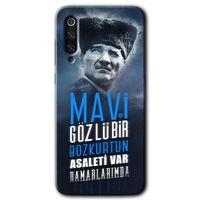 MRCİLETİSİM Xiaomi Mi 9 Kılıf HD Desen Baskılı Arka Kapak+Temperli Cam - Bozkurt Atatürk