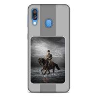 Samsung Galaxy A40 Kılıf Atatürk (39) Liquid Crystal Kılıf Gri Şerit
