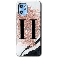 Reeder S19 Max Pro Kılıf HD Desen Baskılı Arka Kapak - Pembe Mermer Desenli H Harfi