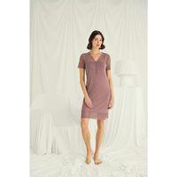 Yakası Kolu Omzu Ve Eteği Dantelli Önü Düğmeli Gecelik