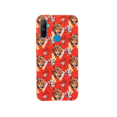 Oppo Realme C3 Tiger Premium Silikonlu Kırmızı Telefon Kılıfı