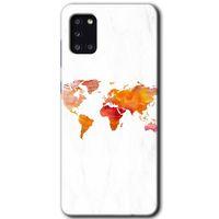Galaxy A31 Kılıf HD Desen Baskılı Arka Kapak - Dünya Haritası + Kırılmaz Cam
