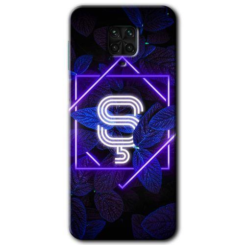 BeRa Aksesuar Xiaomi Redmi Note 9 Pro Kılıf Baskılı Kapak - Dark Neon Yaprak Ş Harfi +Tam Kaplayan Mat Seramik