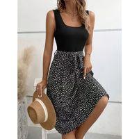 Kadın Askılı Yuvarlak Yakalı üst Viskon Alt Süprem Kısa Elbise