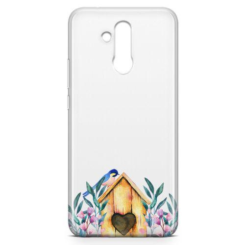 Huawei Mate 20 Lite Kılıf Suluboya Kuş Yuvası Arka Kapak Koruma Desenli Full Koruyucu