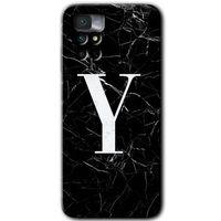 Redmi Note 11 4G Kılıf HD Desen Baskılı Arka Kapak - Siyah Mermer Desenli Y Harfi