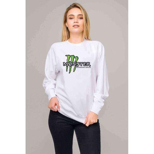 Monster Energy Baskılı Beyaz Kadın Sweatshirt