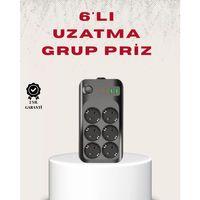 6’lı Grup Priz Termal Korumalı Usb Type-c Çoklu Priz 2 Metre Kablo