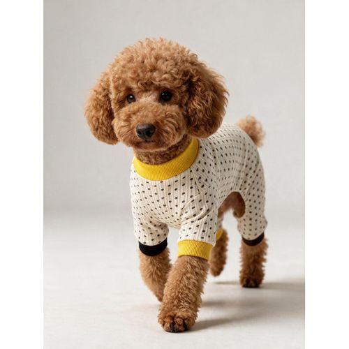 Spotty Sunny Minny Köpek Tulumu | Siyah Beyaz Puantiyeli Penye Köpek Pijaması