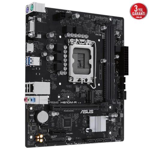 ASUS PRIME H610M-R-SI, 2xDDR5, M.2, D-SUB, DP, HDMI, 12-13.14.Nesil, LGA1700 Soket, Anakart