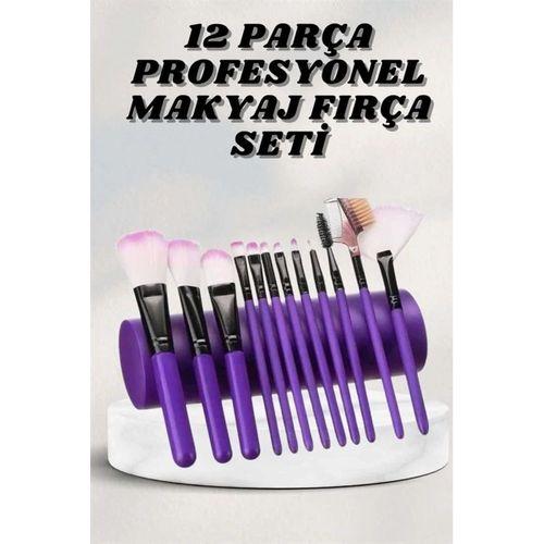 Makyaj Fırçası 12 Parça Set Yumuşak Uçlu Göz Makyajına Uygun Hafif Ve Taşınabilir Çanta