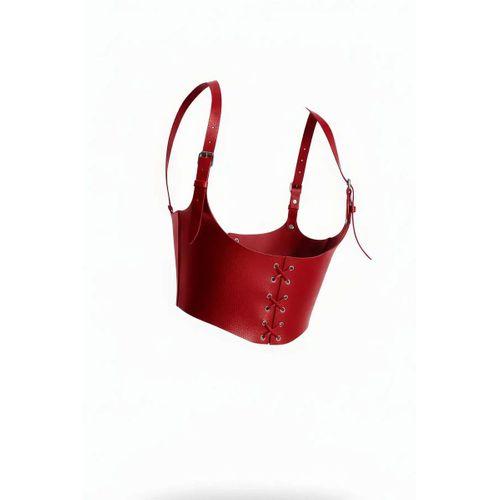 Omuzdan Askılı Kırmızı Korse Kadın Kemer, Kırmızı Kadın Deri Kemer - APFT1428